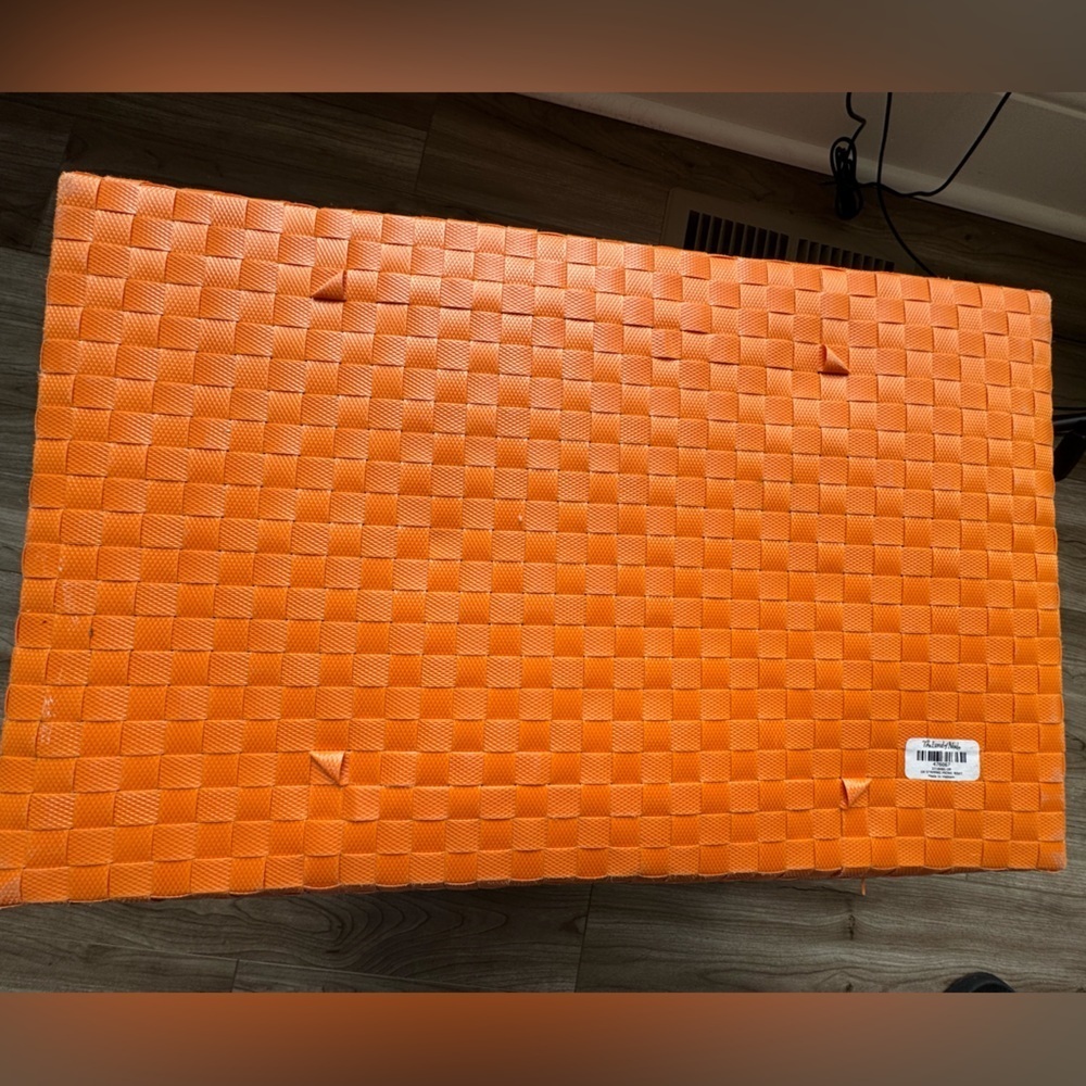 LAND OF NOD (crate & kids) strapping picnic basket Orange woven large capacity - Picture 7 of 10